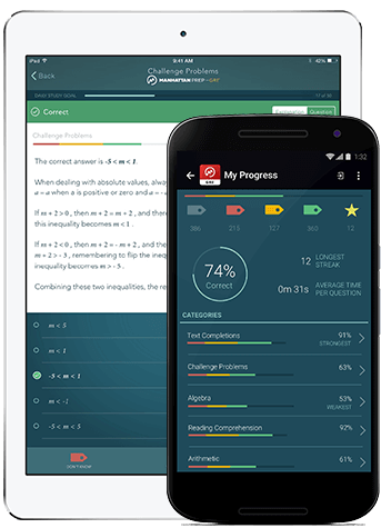 Manhattan Prep GRE Study App - iOS Display - iPad and iPhone