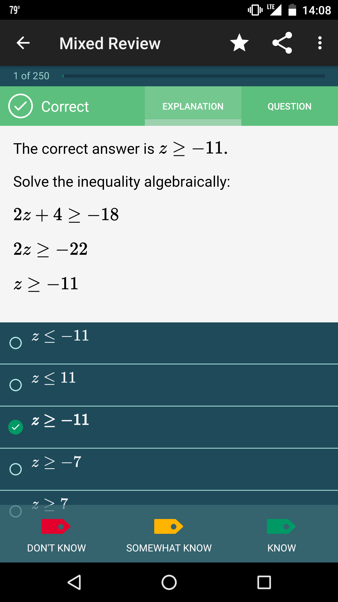 Manhattan Prep Android GRE App - Questions Labeling Screen