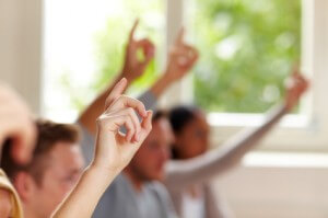 Raised fingers in class