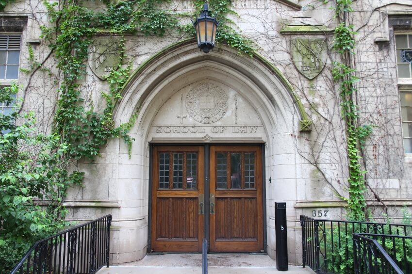 Chicago, Illinois in the United States. Entrance to Northwestern University - School of Law.